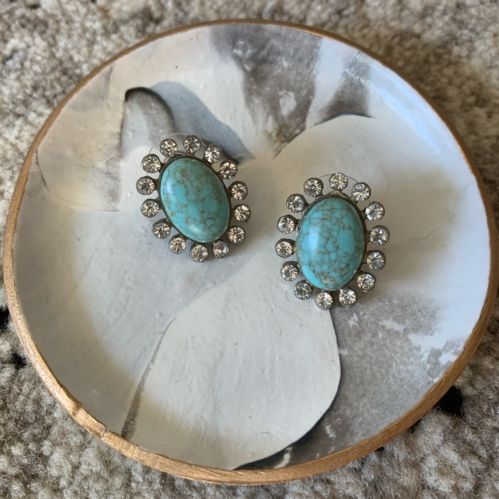 Turquoise & Rhinestone Earrings ✨